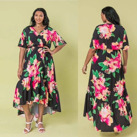 Flying Tomato Plus Size Floral Wrap Dress NWT - Picture 2 of 4